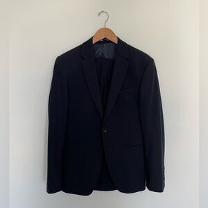 Stretch Wool Navy Two-Piece Suit (Jacket and Pants)